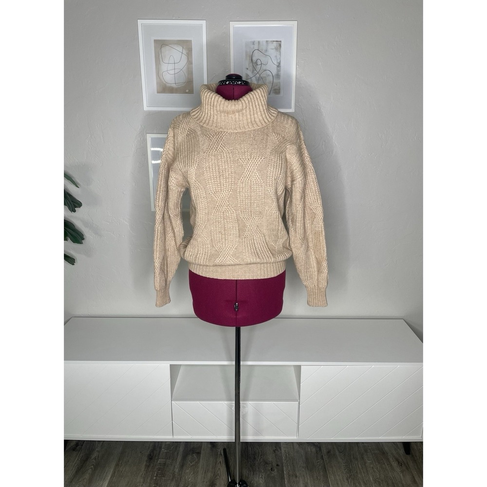 Vtg Giorgio Armani Le Collezioni Sweater Womens 38/4 Cable Knit Camel Wool Blend